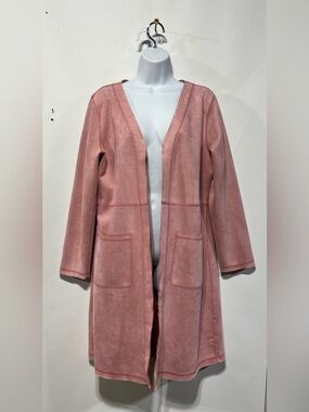 SOLITAIRE Women's Pink‎ Faux Suede Open Front Jacket Size Large